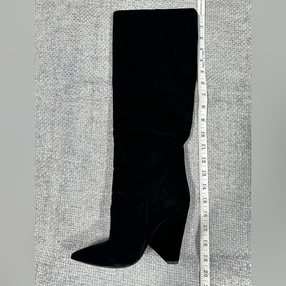 Saint Laurent Boots Women 35.5 US‎ 5.5 Black Velvet Niki Knee High Designer - Picture 15 of 16